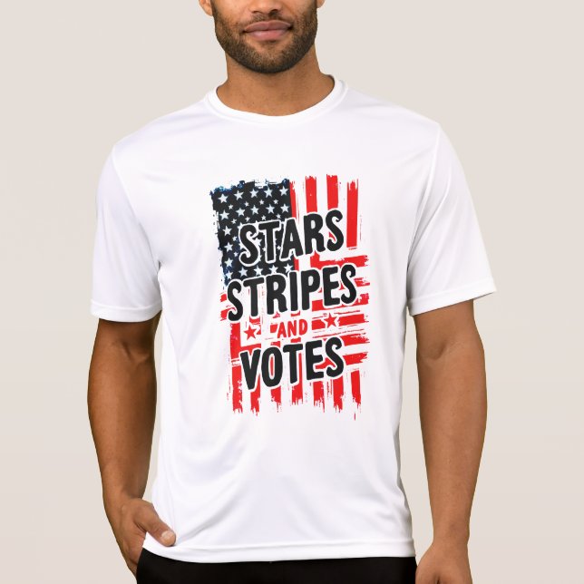 Camiseta Estrelas, Stripes e Votos com bandeira americana (Frente)