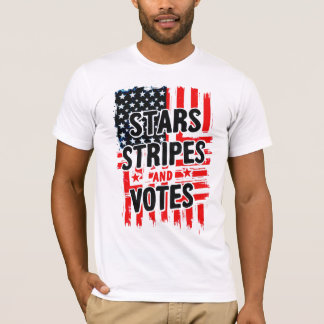Camiseta Estrelas, Stripes e Votos com bandeira americana