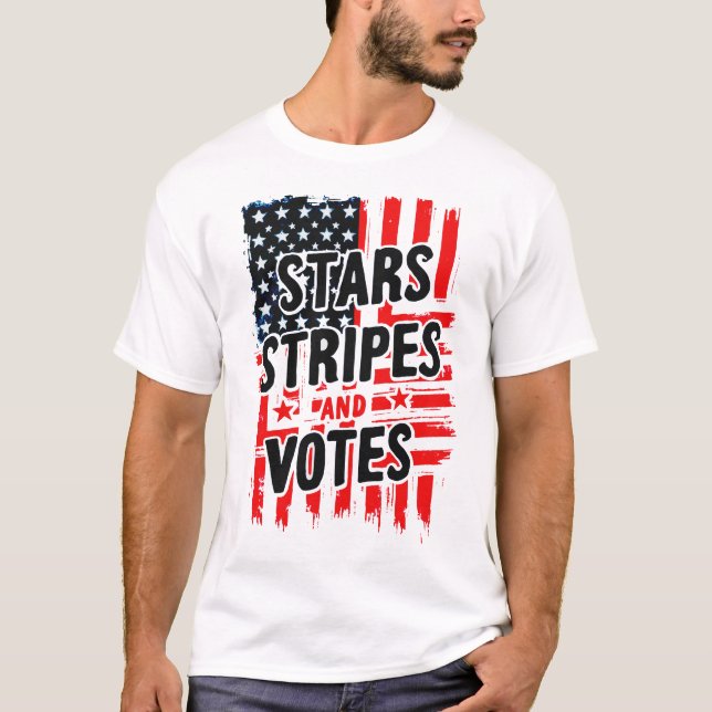 Camiseta Estrelas, Stripes e Votos com bandeira americana (Frente)