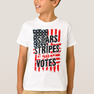 Camiseta Estrelas, Stripes e Votos com bandeira americana