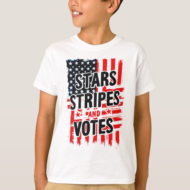 Camiseta Estrelas, Stripes e Votos com bandeira americana (Frente)