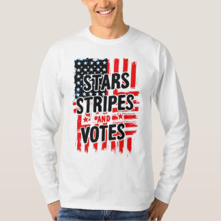 Camiseta Estrelas, Stripes e Votos com bandeira americana