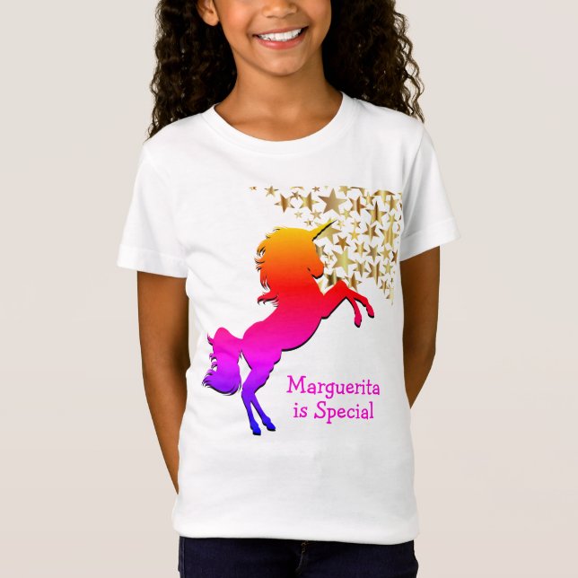 Camiseta Estrelas UNICORN Rosa Personalizadas (Frente)