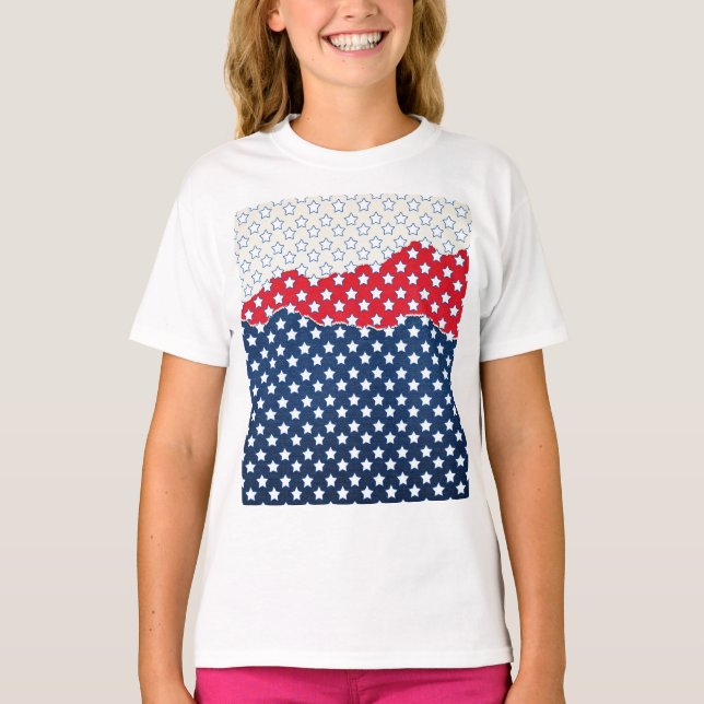 Camiseta Estrelas Vermelhas, Brancas e Azuis (EUA) (Estados (Frente)
