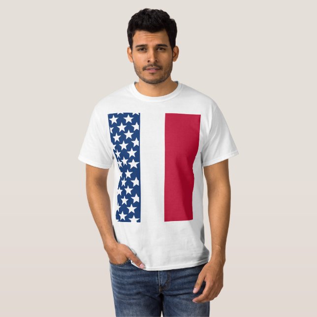 Camiseta Estrelas vermelhas brancas e azuis felizes Dia da  (Frente Completa)