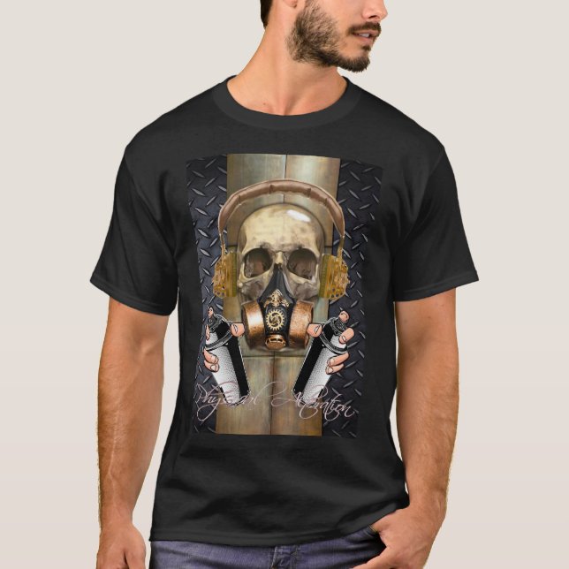 Camiseta Estropo de camiseta, crânio de grafite (Frente)