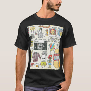 Camiseta Estropo do hipster: conjunto de rabiscos desenhado