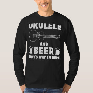 Camiseta Estrum e Sip com Ukulele e Beer Tee   Musical