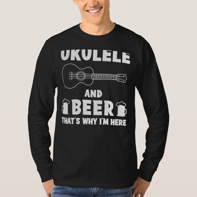 Camiseta Estrum e Sip com Ukulele e Beer Tee | Musical (Frente)