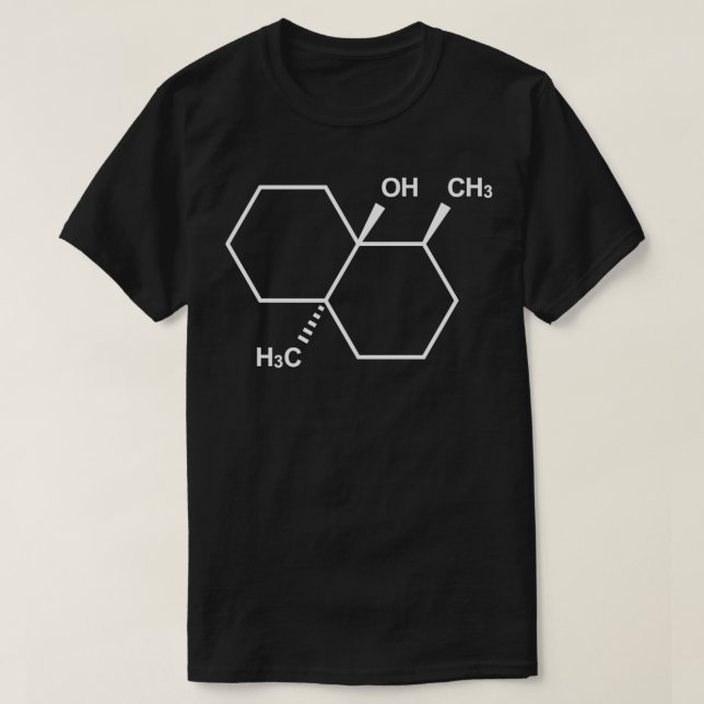 Camiseta Estrutura da molécula química da Geosmin (Frente do Design)