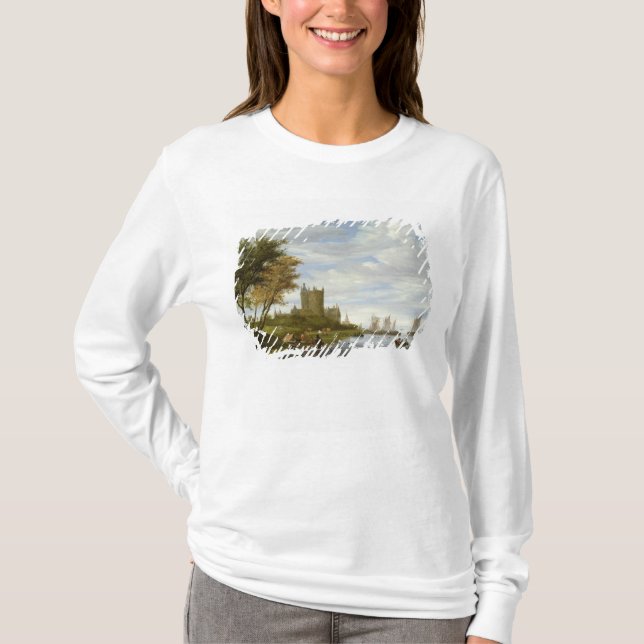Camiseta Estuário do rio com um castelo (Frente)