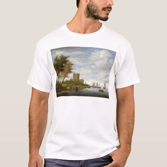 Camiseta Estuário do rio com um castelo (Frente)