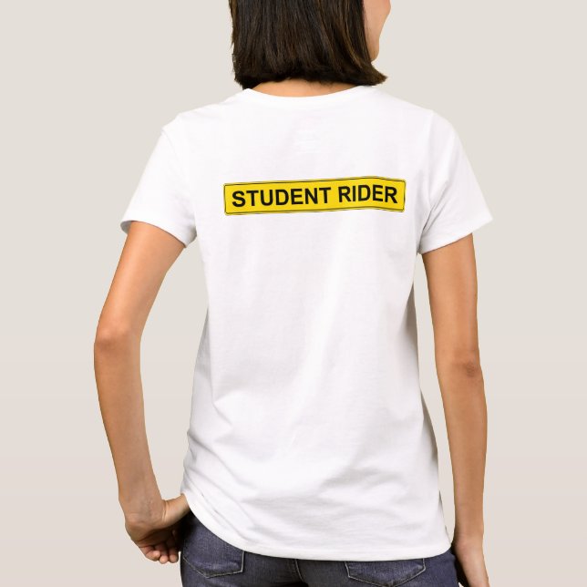 Camiseta "Estudante Cavaleiro" Sinal de Aviso Engraçado Equ (Verso)