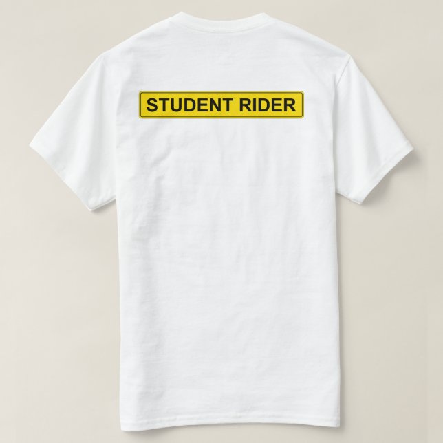 Camiseta "Estudante Cavaleiro" Sinal de Aviso Engraçado Equ (Verso do Design)