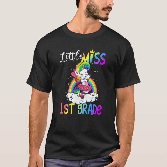 Camiseta Estudante Da Série Unicorn Miss 1rua De Volta À Es (Frente)