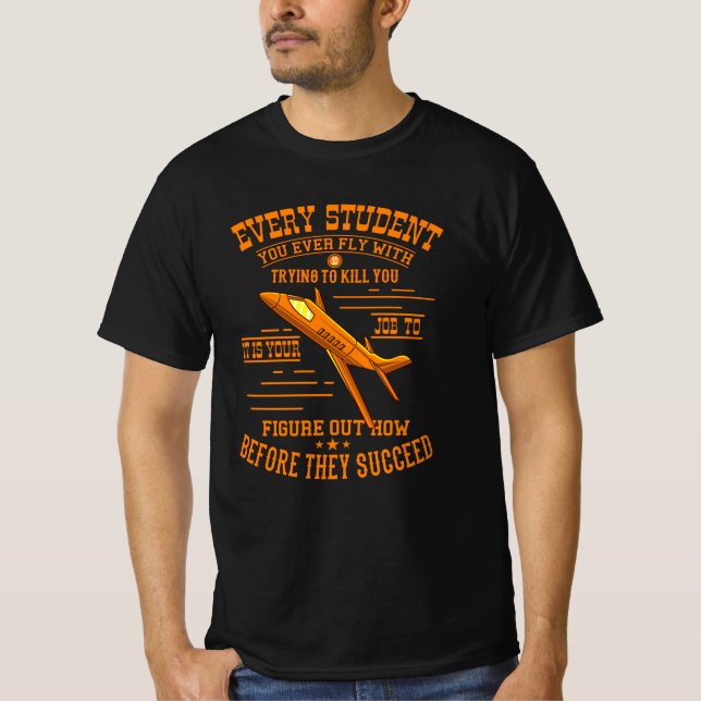 Camiseta Estudante De Voo Quer Matar-Lo Instrutor De Voo (Frente)