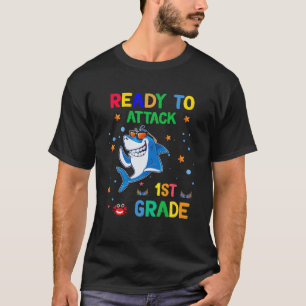 Camiseta Estudante Engraçado De Tubarão Pronto Para Atacar