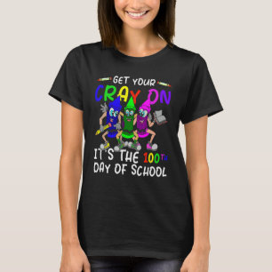 Camiseta Estudante Engraçado Pega Seu Cray No 100º Dia O