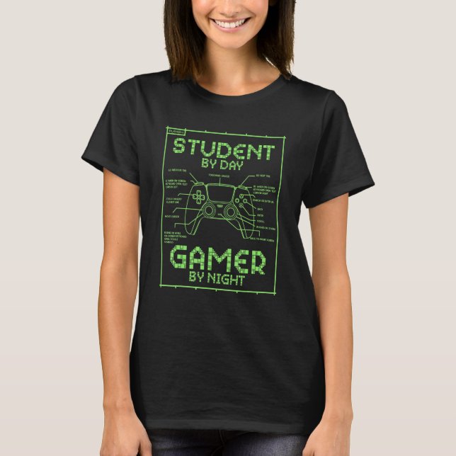 Camiseta Estudante Por Jogador De Dia Por Videos games Engr (Frente)