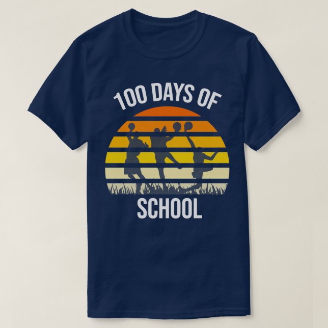 Camiseta Estudantes do 100º Dia Meninas Basquete 100 Dias O (Frente do Design)