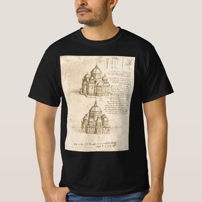 Camiseta Estudo da Catedral Arquitetônica de Leonardo da Vi (Frente)