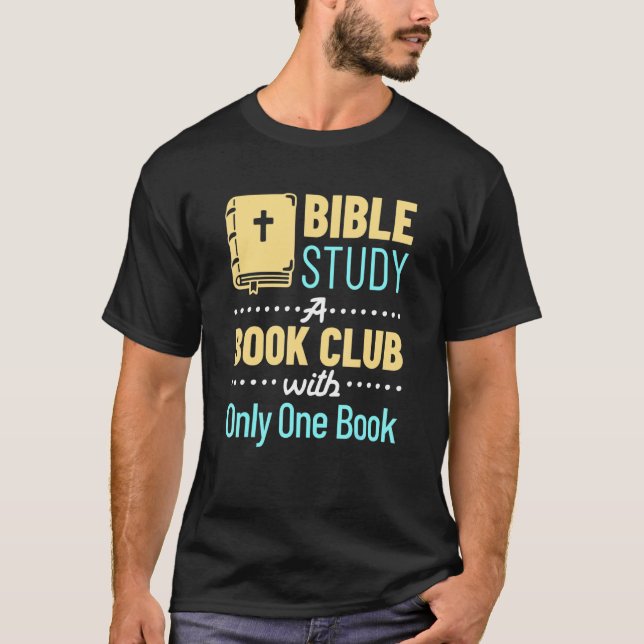 Camiseta Estudo de bíblia Um Livro Igreja Religiosa Cristã (Frente)