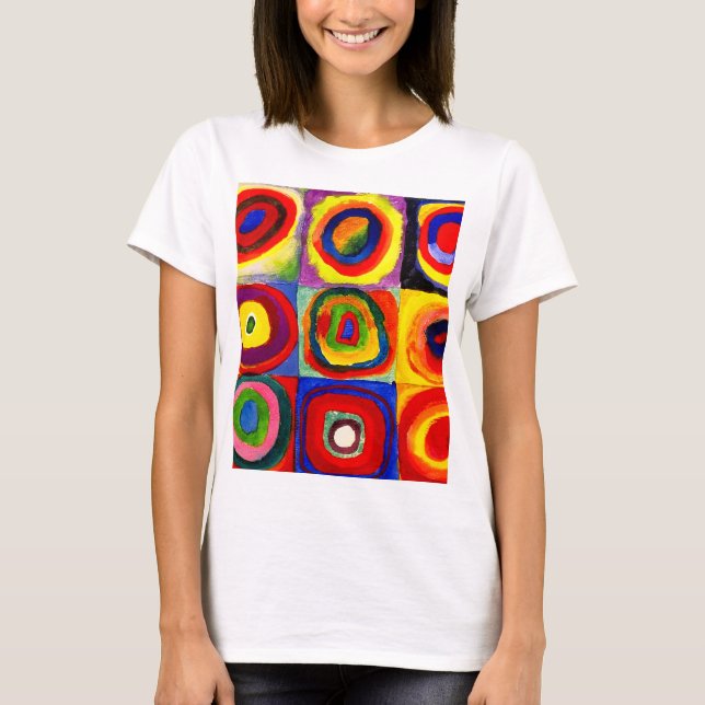 Camiseta Estudo de cor de Kandinsky Quadrados Círculos Arte (Frente)