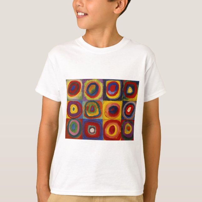 Camiseta Estudo de cor dos círculos quadrados (Frente)