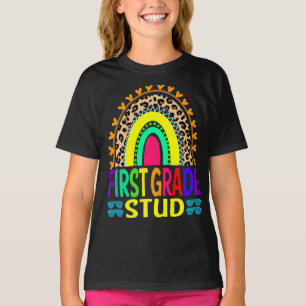 Camiseta Estudo De Primeiro Grau Rainbow Leopardo De Volta