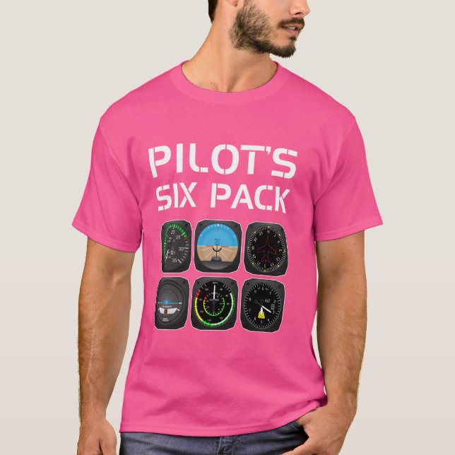 Camiseta Estudo piloto de aviação de seis pacotes engraçado (Frente)