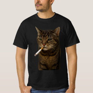 Camiseta Estúpido Gato Meme Engraçado Fumando Gato cigarro