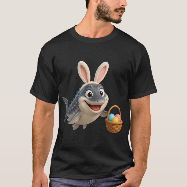 Camiseta Esturjão Branco da Páscoa (Frente)