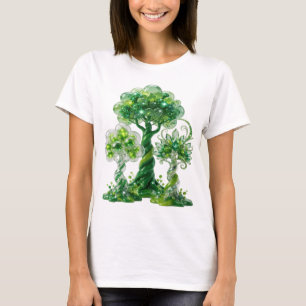 Camiseta Esverdeado Verde PEDRAS VERDES E BOLHAS BRILHANTES