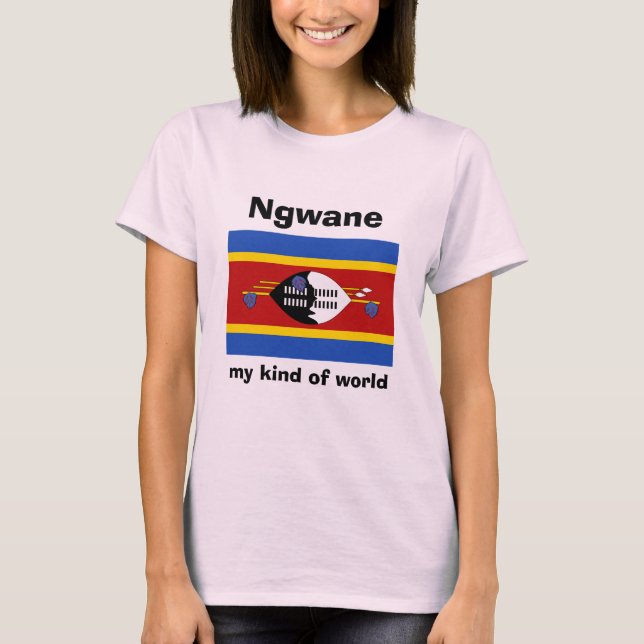 Camiseta Eswatini Bandeira + Mapa + Texto (Frente)
