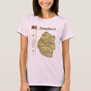 Camiseta Eswatini Mapa + Bandeira + Título