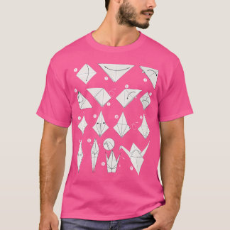 Camiseta Etapas de dobramento do origami da grua de papel