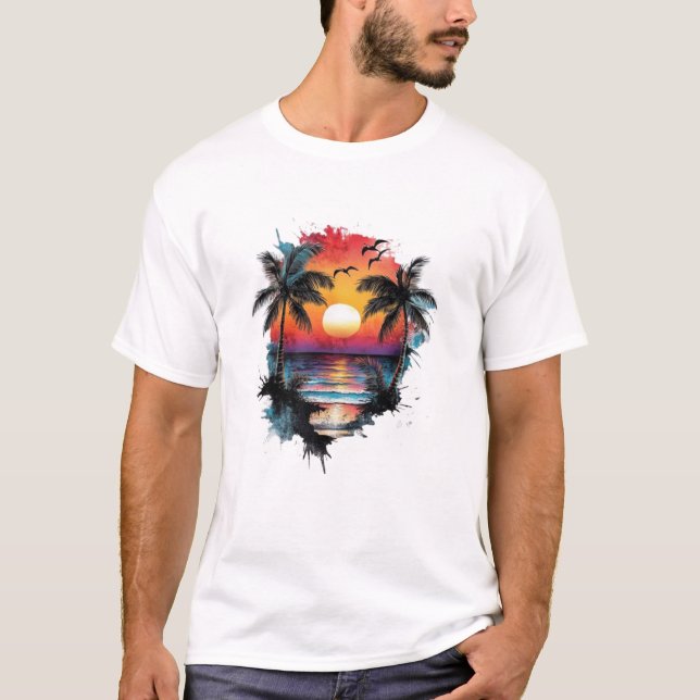Camiseta Été Tropical Chic | Graphique Vacances Soleil (Frente)