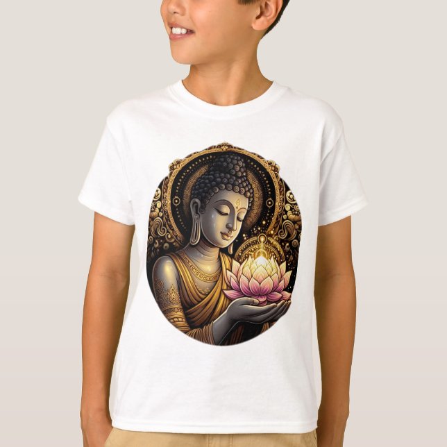Camiseta Eterna Graça: Buda com Lotus Sagrado" (Frente)