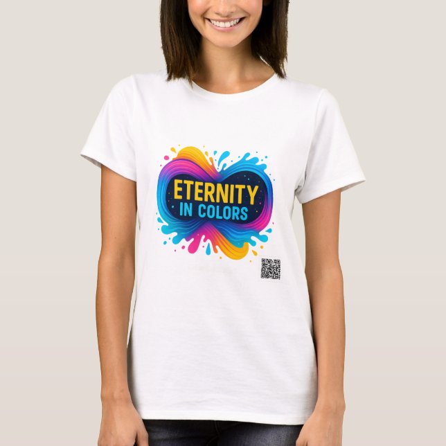 Camiseta Eternidade em cores Vibrante Infinidade Trabalho d (Frente)