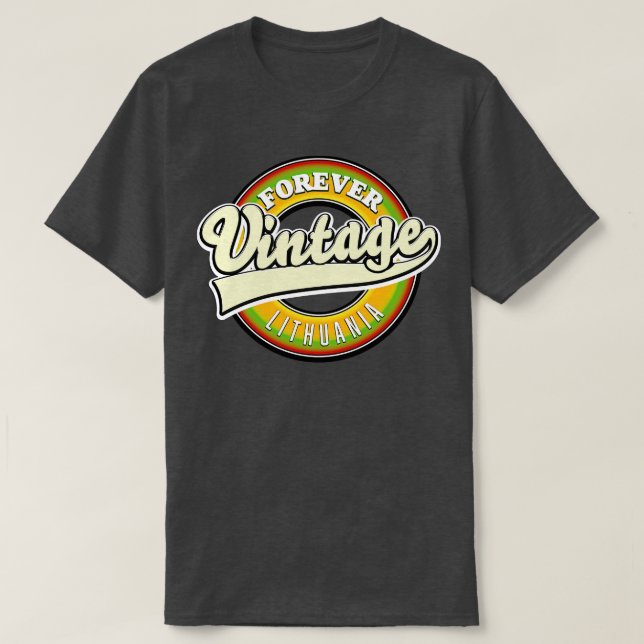 Camiseta eternidade vintage Lituânia (Frente do Design)