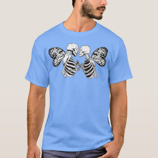 Camiseta Eterno, amor, gótico, casal esquelético com asas 