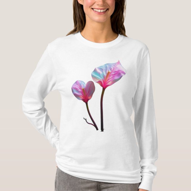 Camiseta ethereal pink flowers (Frente)