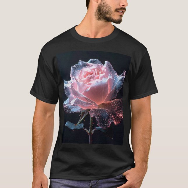 Camiseta Ethereal Rose Glowing Petals with Sparkling Light (Frente)