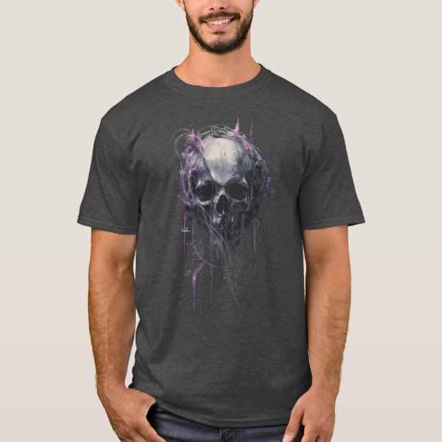 Camiseta Ethereal Skull Abstract Grunge Dark Art T-Shirt (Frente)