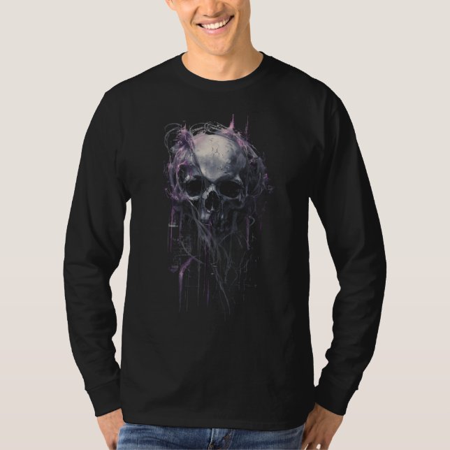 Camiseta Ethereal Skull Abstract Grunge Dark Long Sleeve (Frente)