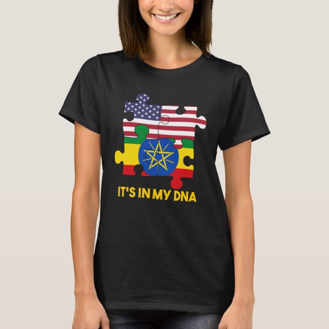 Camiseta Ethiopia Ethiopians Africa Flag Proud DNA American (Frente)