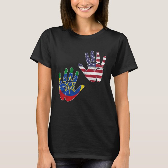 Camiseta Ethiopia Ethiopians Africa Flag Proud DNA American (Frente)