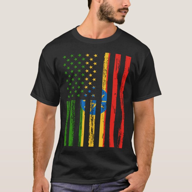 Camiseta Ethiopia Flag America US It is in my DNA  Ethiopia (Frente)