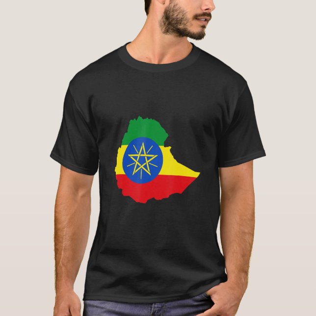 Camiseta Ethiopia flag in Ethiopia outline Ethiopia (Frente)