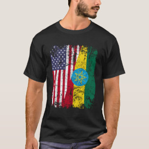 Camiseta Etíope Roots Half American Flag Etiópia